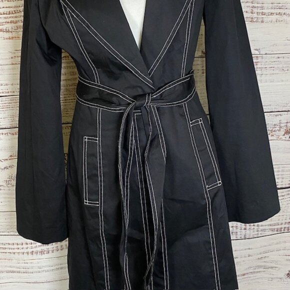 Arden B Women’s Trench Coat Knee Length Hidden Buttons Lightweight Jacket Cotton - Picture 2 of 14